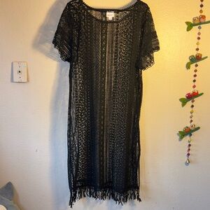NWOT LuLaRoe Long Black Lace Kimono bathing suit cover-up dress beautifully